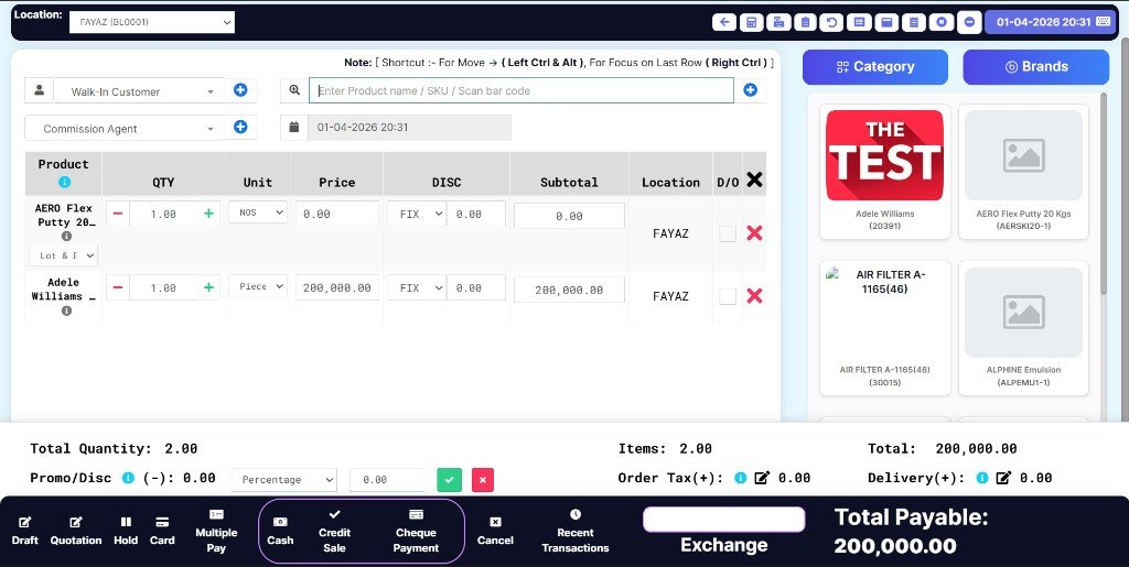 Sales screen preview